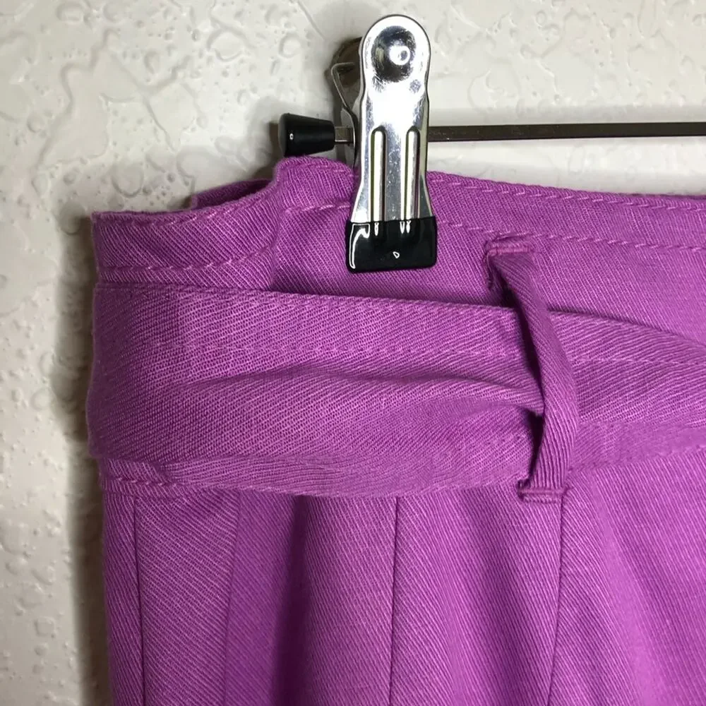 Ann Taylor purple linen blend belted ruffled midi skirt size 8 NWT